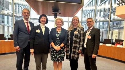 Prof. Dr. Georg Christian Steckenbauer, MSc, Technische Hochschule Deggendorf, Brigitte Goertz-Meissner, Präsidentin des Deutschen Heilbäderverbandes e.V.,  Rita Hagl-Kehl, MdB (SPD) Daniela Leipelt, Kur- &amp; Tourismusmanagerin Bad Füssing,  Frank Oette, Geschäftsführer Gesundes Bayern Tourismus Marketing GmbH und Bayerischer Heilbäder-Verband e.V., © Bayerischer Heilbäder-Verband e.V.