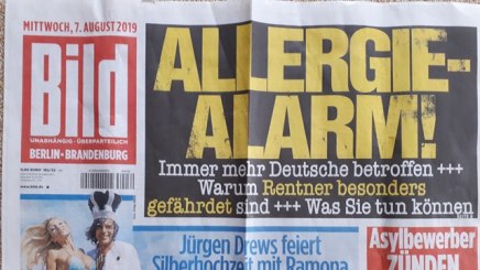 Die Zunahme von Allergien insbesondere bei Senioren war Titelstory einer BILD-Ausgabe im August 2019